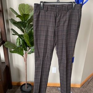 New Look check suit pants in dark brown